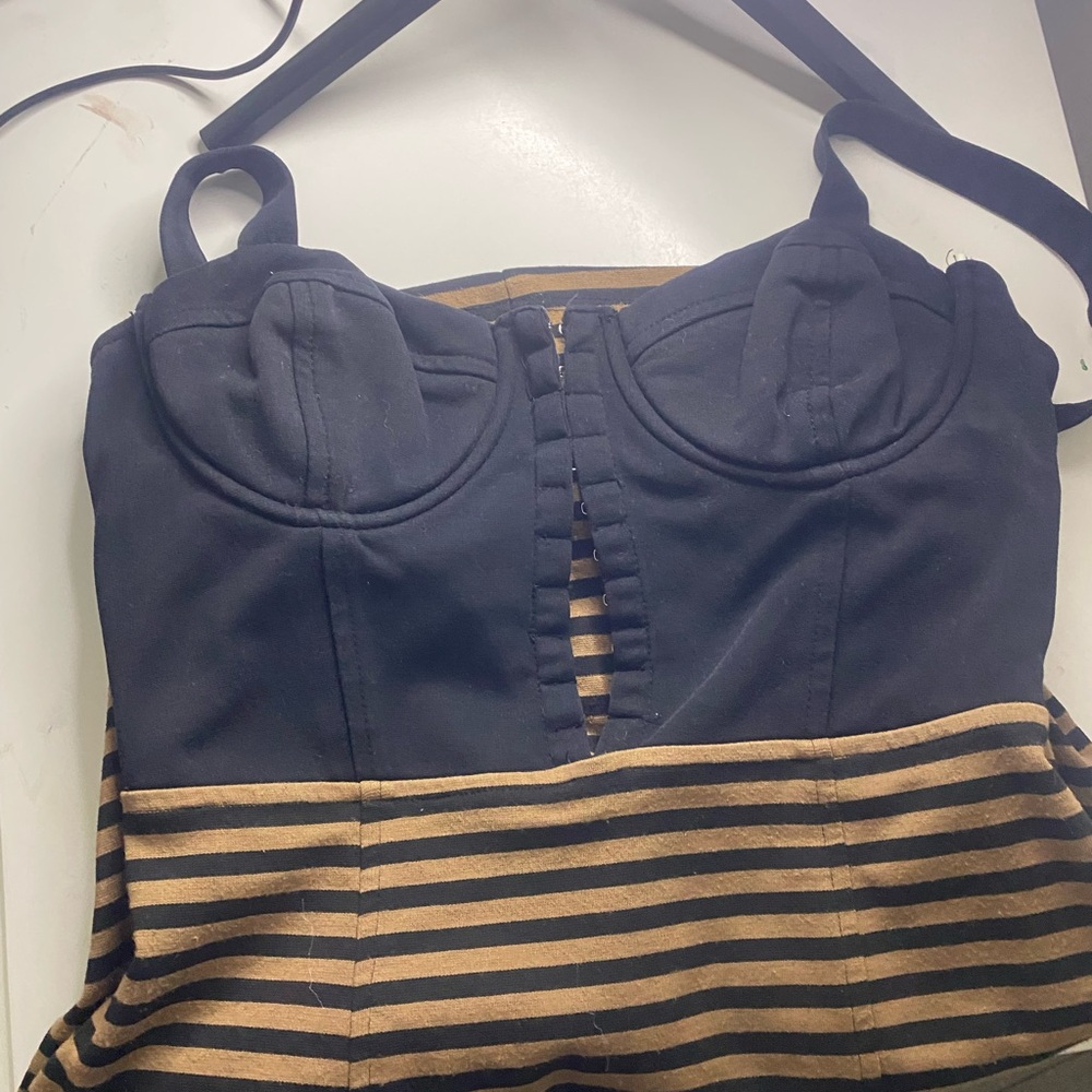 Black and Tan Striped Dress